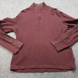 Hugo Boss Mens Burgundy Quarter Snap Pullover Regular Fit Mock Neck Sweater